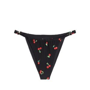 WEWOREWHAT Adjustable Ruched Cherries/Black Bikini Bottom. NWT, Sizes XS and L